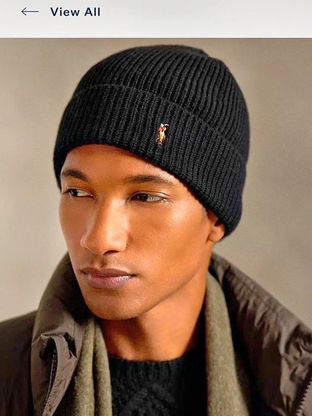 Polo Ralph Lauren Signature Pony Wool-Blend Beanie Black